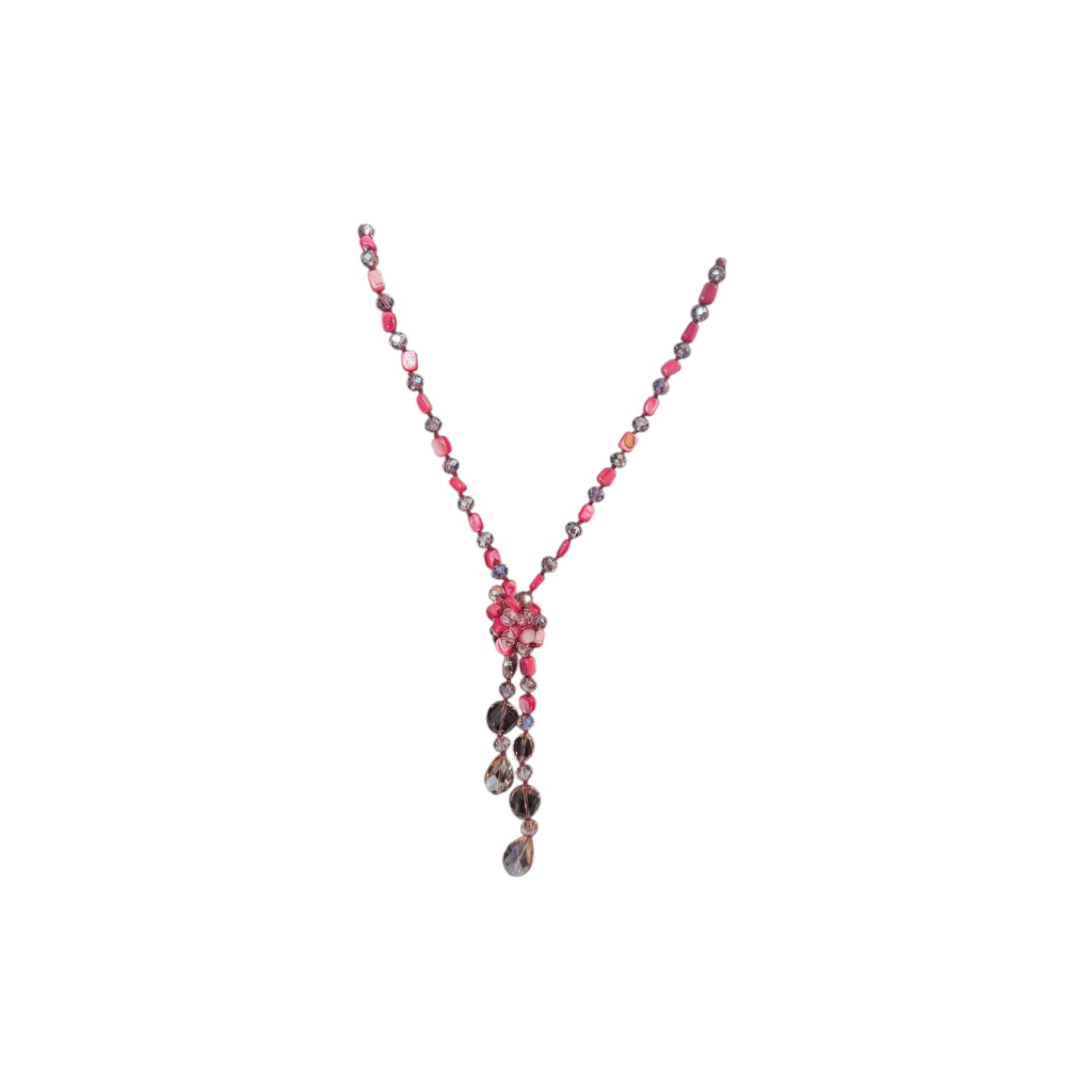 Womens Mixit Pink Beaded Lariat Necklace One Size 14$